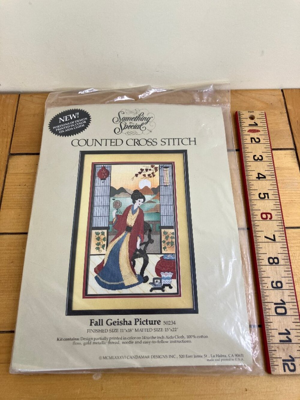 Candamar Printed Counted Cross Stitch Kit 50234 Fall Geisha Picture Vintage